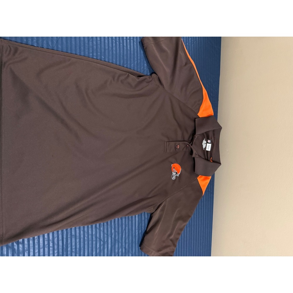 NFL Cleveland Browns Mens Medium Polo Shirt Brown Orange Helmet Logo